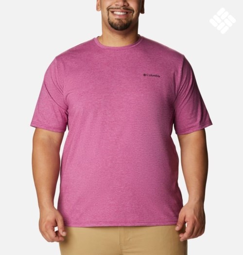 Men's Columbia Sun Trek Short Sleeve T Shirts Fuchsia | Plus Size CA-F501L